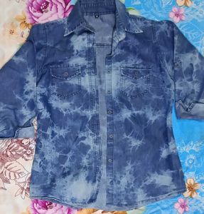 Stylish Blue Denim Tie-Dye Shirt