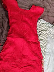 Red Embroidered Kurta Set