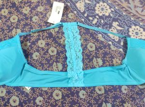 New Beautiful Blue Padded Bra With Front Opening.