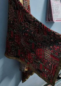 Embroidered Silk Blend Dupatta heavy punjabi seque