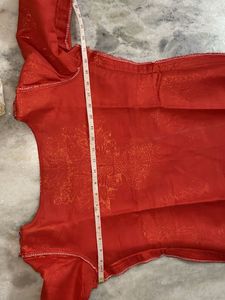 Red &amp; Gold Patterned Kurta