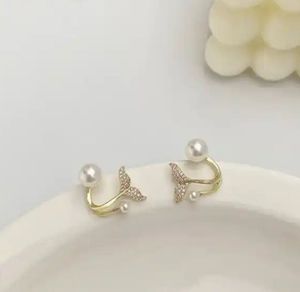 Whimsical Pearl &amp; Fish Tail Earrings