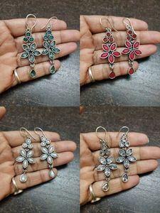 Elegant Floral Drop semi-precious stone earrings.