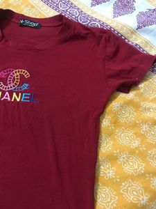 Stylish Maroon T-Shirt with Logo