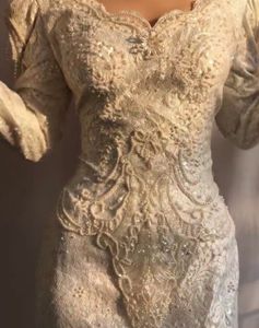 vintage pearl &amp; lace Embellished Gown dress