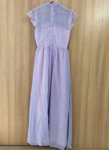 💜✨ Enchanting Lilac High-Neck Maxi Dress