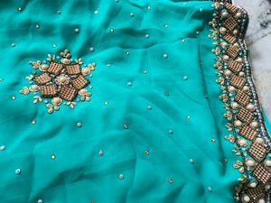 Teal Embellished Saree
