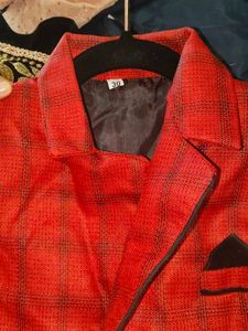 Stylish Red Checked Nehru Jacket❤️