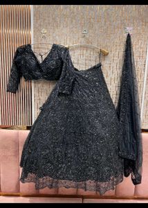 Stunning Black Sequined Lehenga Choli Set