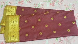 Maroon &amp; Gold Brocade Saree