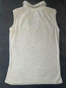 Sleeveless Grey Polo Top