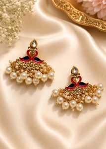 Peacock Pearl Dangle Earrings