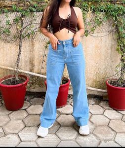 H&amp;M Brown Halter Neck Crop Top