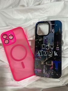 iPhone Case Duo: Neon Pink & NYC Collage