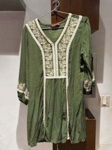 Embroidered Green short Kurta