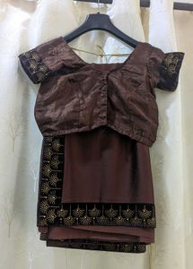 Elegant Brown Saree with Embellished Blouse