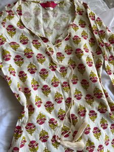 Cream Kurta with Floral Print