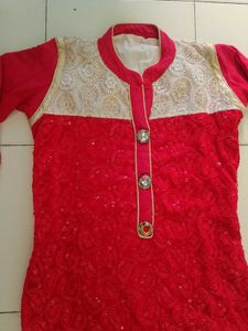 Elegant Red Embroidered Kurta
