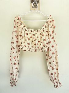 Floral Long Sleeve Crop Top