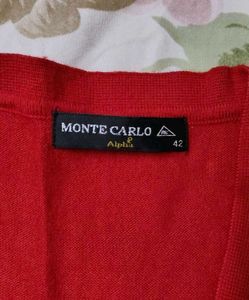 Monte Carlo Women Beige Wool V-neck Cardigan Combo