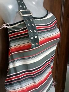 Striped One Shoulder Top 32 size no 1