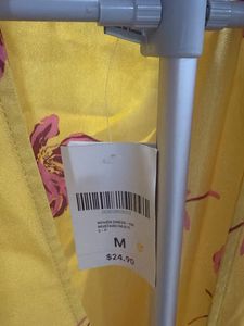 Yellow floral print dress with belt
