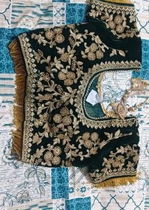 Bottle Green Bridal Embroiderd Velvet Lehenga