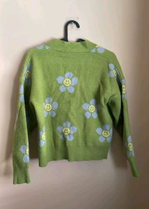Cute Floral Smiley Face Cardigan