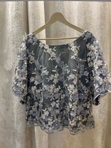 Embroidered Grey Floral Blouse