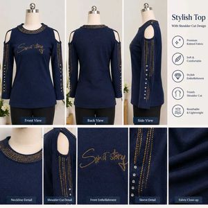 Stylish Embellished Cold Shoulder Top