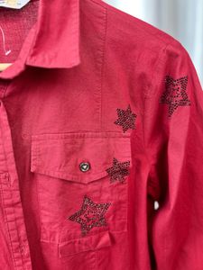 Red Star Button-Down Dress
