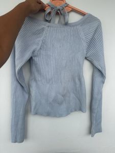 Forever 21 Baby Blue Ribbed Knit Top