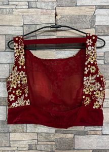 Embroidered velvet blouse