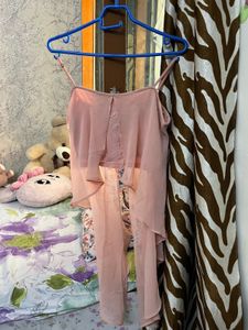 Stylish Dusty Pink Layered High-Low Top