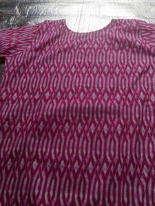 Pink &amp; White Printed Kurta