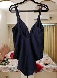 Navy Textured One-Piece Swimsuit