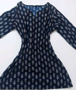 Stylish Navy Blue Printed short Kurti