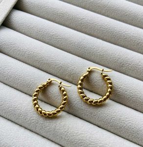Gold Twisted Hoop Antiturnish Earrings