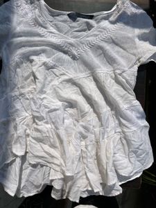 White Embroidered lace Tiered Top
