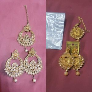 Set Of 2 Earrings & Maangtika