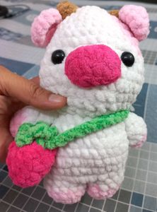 ✨🍓 Cute Handmade Crochet Strawberry Cow Plushie ✨