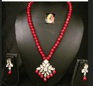 Vibrant Blue Beaded Necklace &amp; Earring Set
