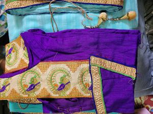 Beautiful Blue Saree with Peacock Embroidery