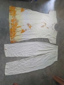 Yellow Pastel Embroidered Short Kurti And Pants