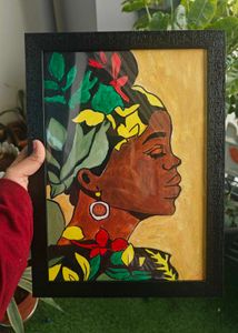 Framed African Woman Portrait Painting