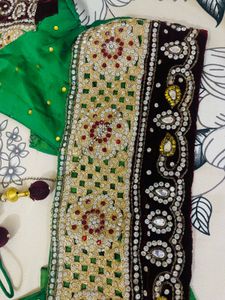 Emerald green diamond work blouse