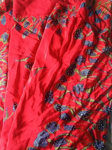 Red Floral Saree