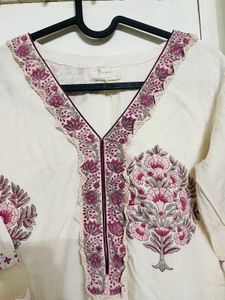 Elegant Floral Print Cotton Kurta