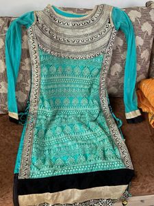Elegant Teal Embroidered Kurta Set with Dupatta Ku