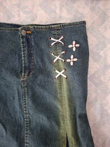 Vintage Embellished Denim Skirt
